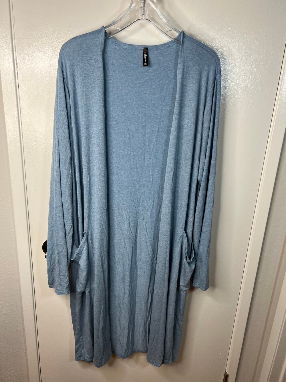 1 Clique Women's Thin Knit Open Cardigan Duster Light Blue NEW ~ Size 3X